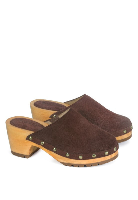 CEDRUS FINE SUEDE STUDDED CLOG MULES - G Marie's Boutique 