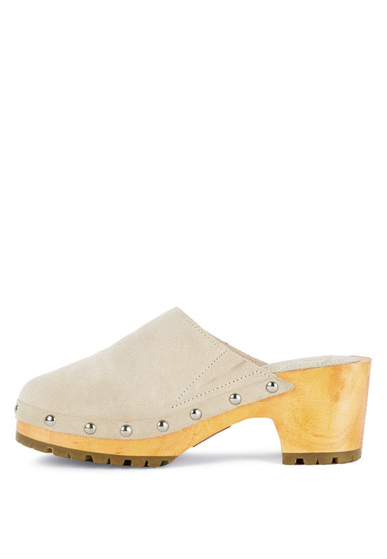 CEDRUS FINE SUEDE STUDDED CLOG MULES - G Marie's Boutique 