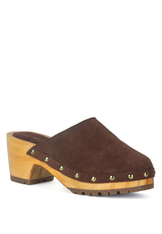 CEDRUS FINE SUEDE STUDDED CLOG MULES - G Marie's Boutique 