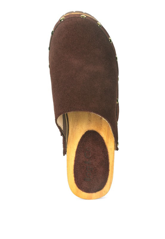 CEDRUS FINE SUEDE STUDDED CLOG MULES - G Marie's Boutique 