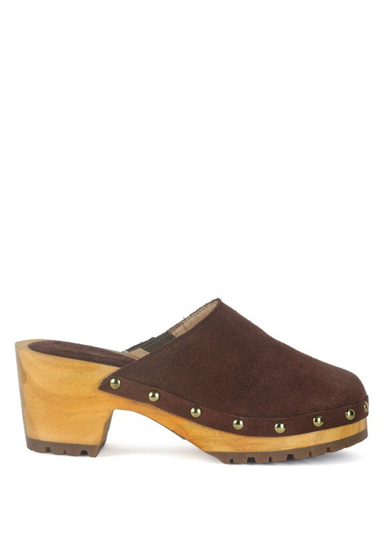 CEDRUS FINE SUEDE STUDDED CLOG MULES - G Marie's Boutique 