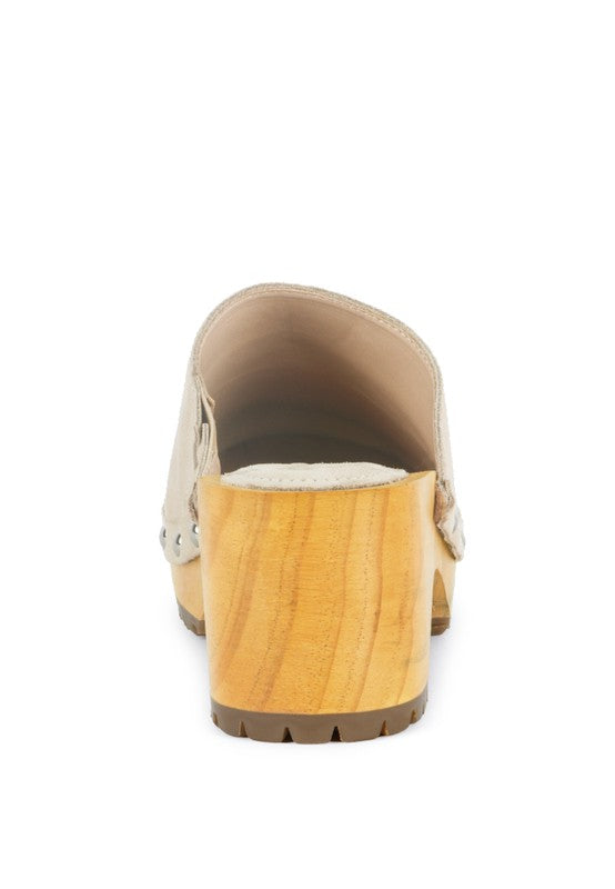 CEDRUS FINE SUEDE STUDDED CLOG MULES - G Marie's Boutique 