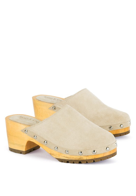 CEDRUS FINE SUEDE STUDDED CLOG MULES - G Marie's Boutique 