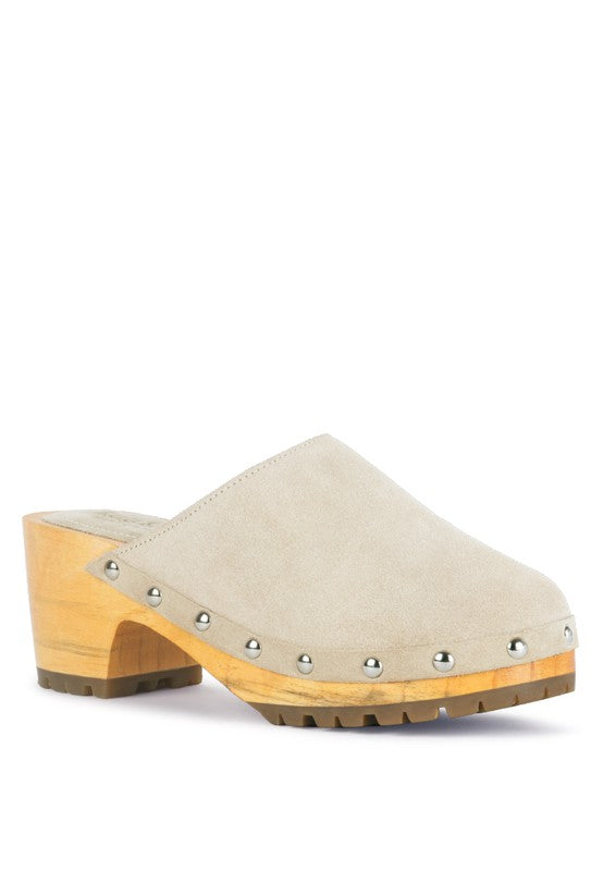 CEDRUS FINE SUEDE STUDDED CLOG MULES - G Marie's Boutique 