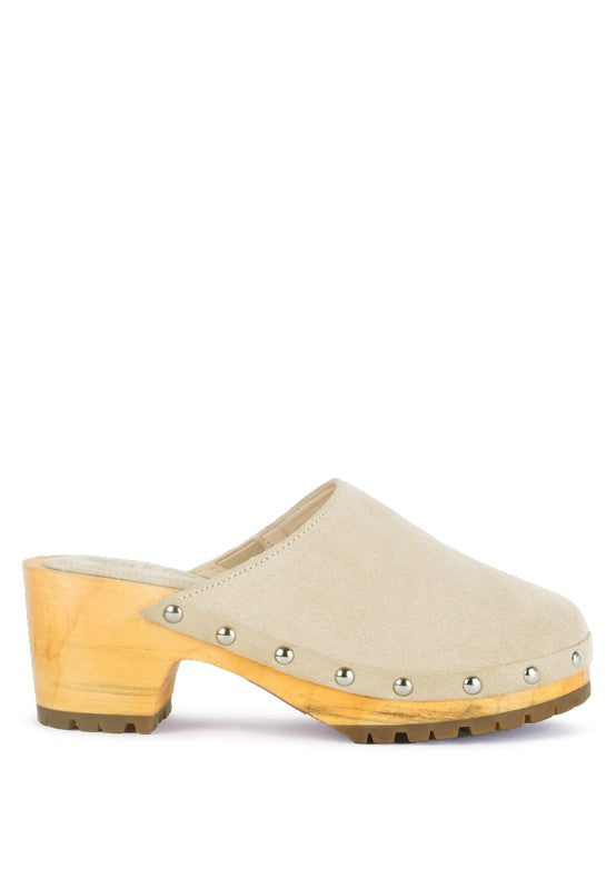 CEDRUS FINE SUEDE STUDDED CLOG MULES - G Marie's Boutique 