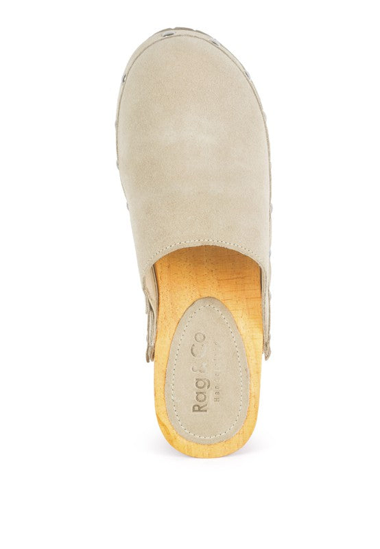 CEDRUS FINE SUEDE STUDDED CLOG MULES - G Marie's Boutique 