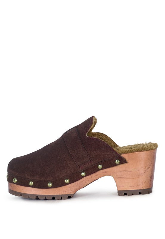 PRUNUS BUCKLED SUEDE ROUND TOE MULE CLOGS - G Marie's Boutique 