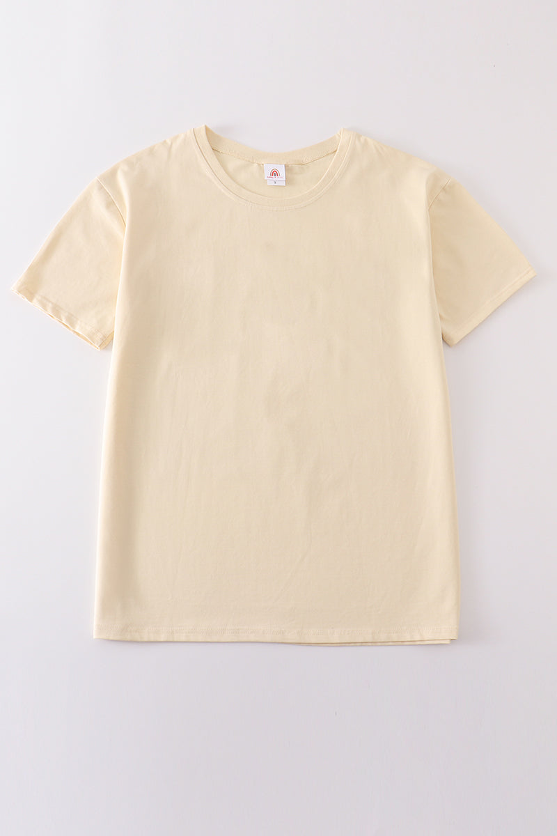 Abby & Evie Beige blank basic Adult Kids t-shirt and baby bubble