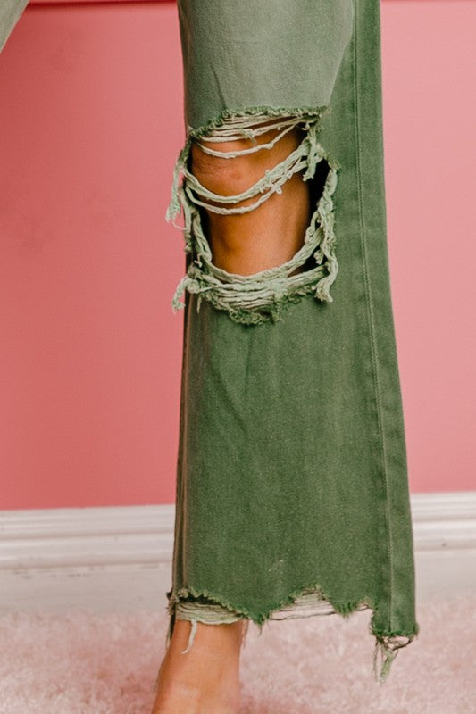 Distressed Vintage Washed Wide Leg Pants - G Marie's Boutique 