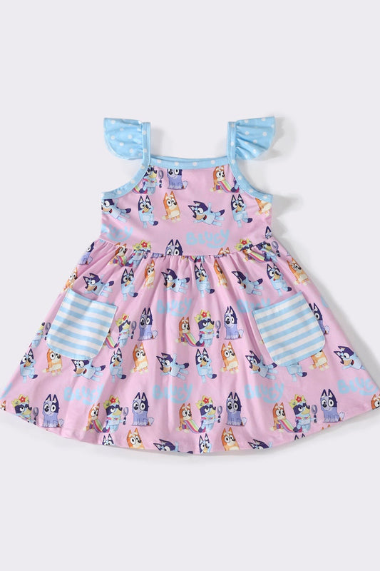 Pink character pocket dress