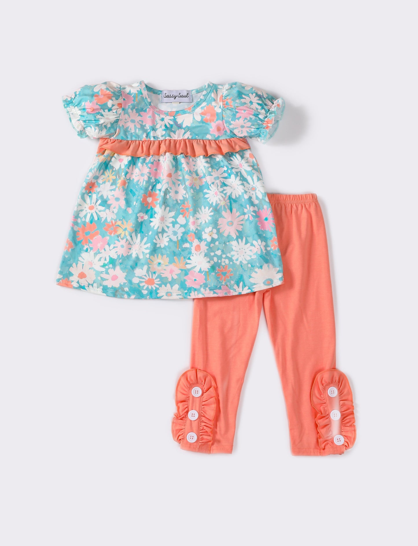 Sassy Soul Green floral ruffle set