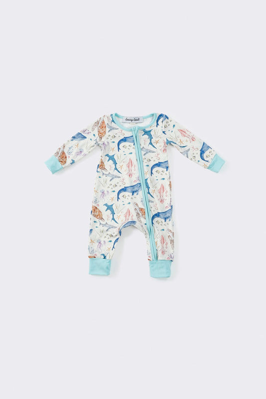 Sassy Soul Blue marine creature boy romper