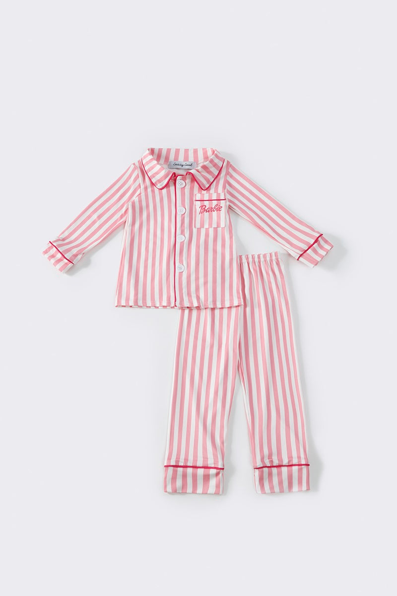 Sassy Soul Pink stripe girl pajamas set