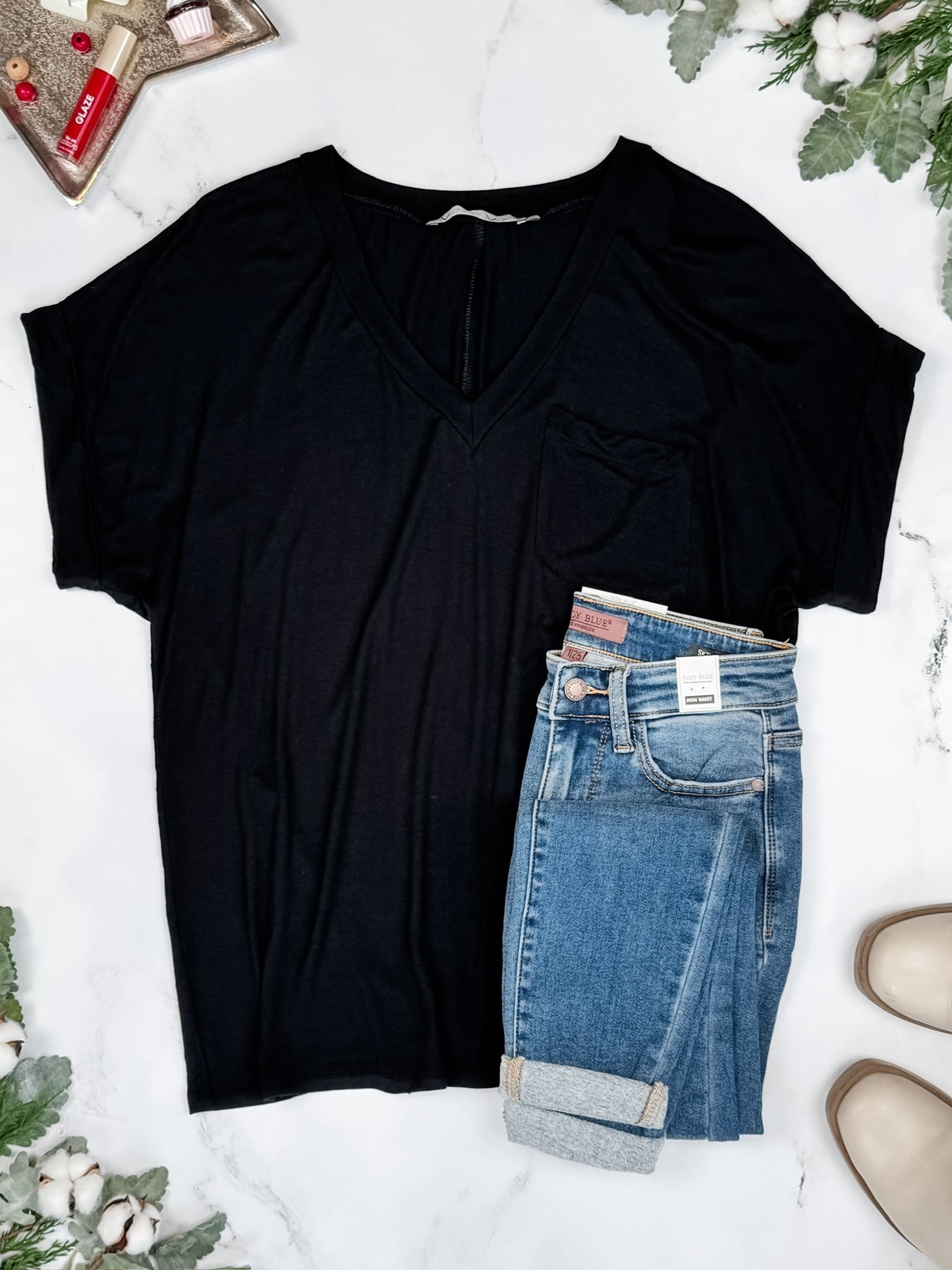 Michelle Mae Sierra Pocket Tops - Black