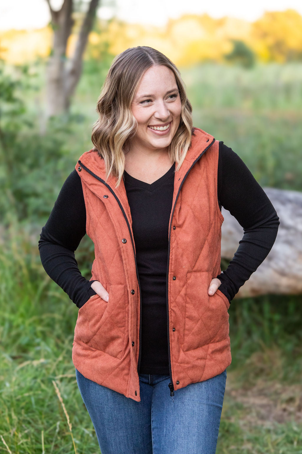 Michelle Mae Corduroy Vest - Pumpkin