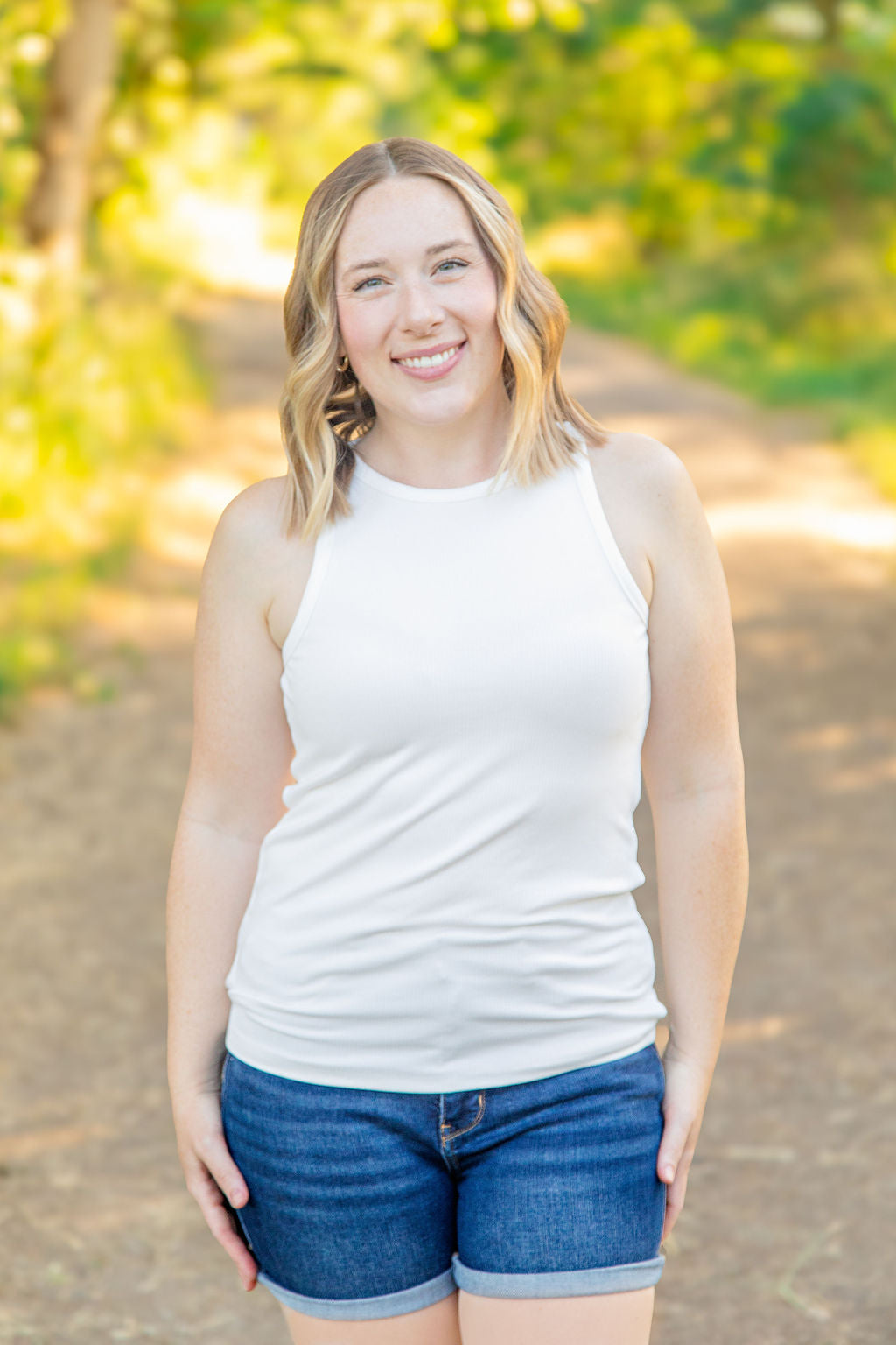 Michelle Mae Tara Ribbed Tank - White