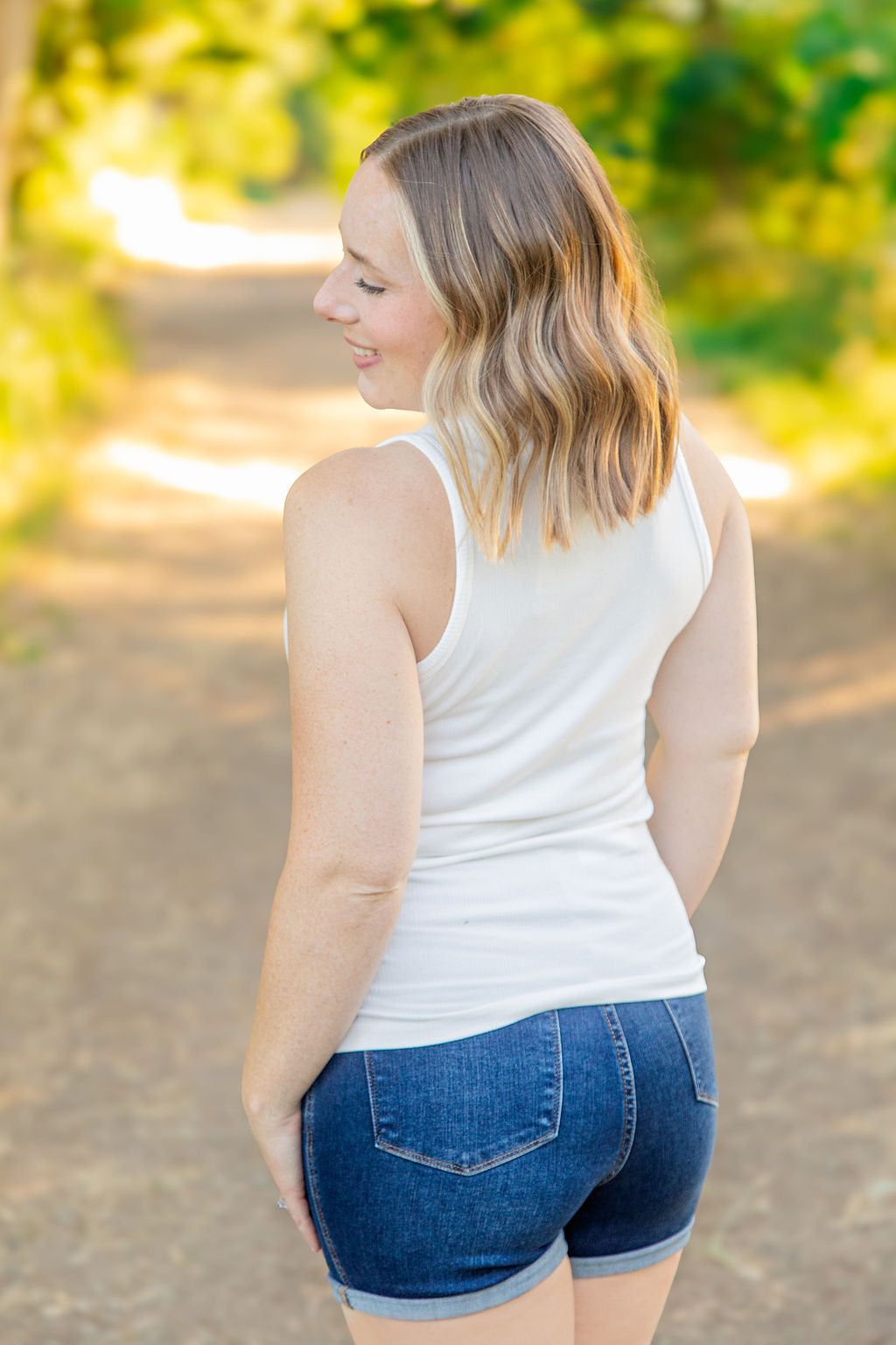 Michelle Mae Tara Ribbed Tank - White