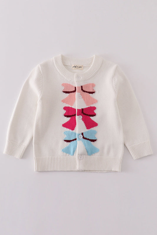 Petal & Pine White bow tie cardigan sweater