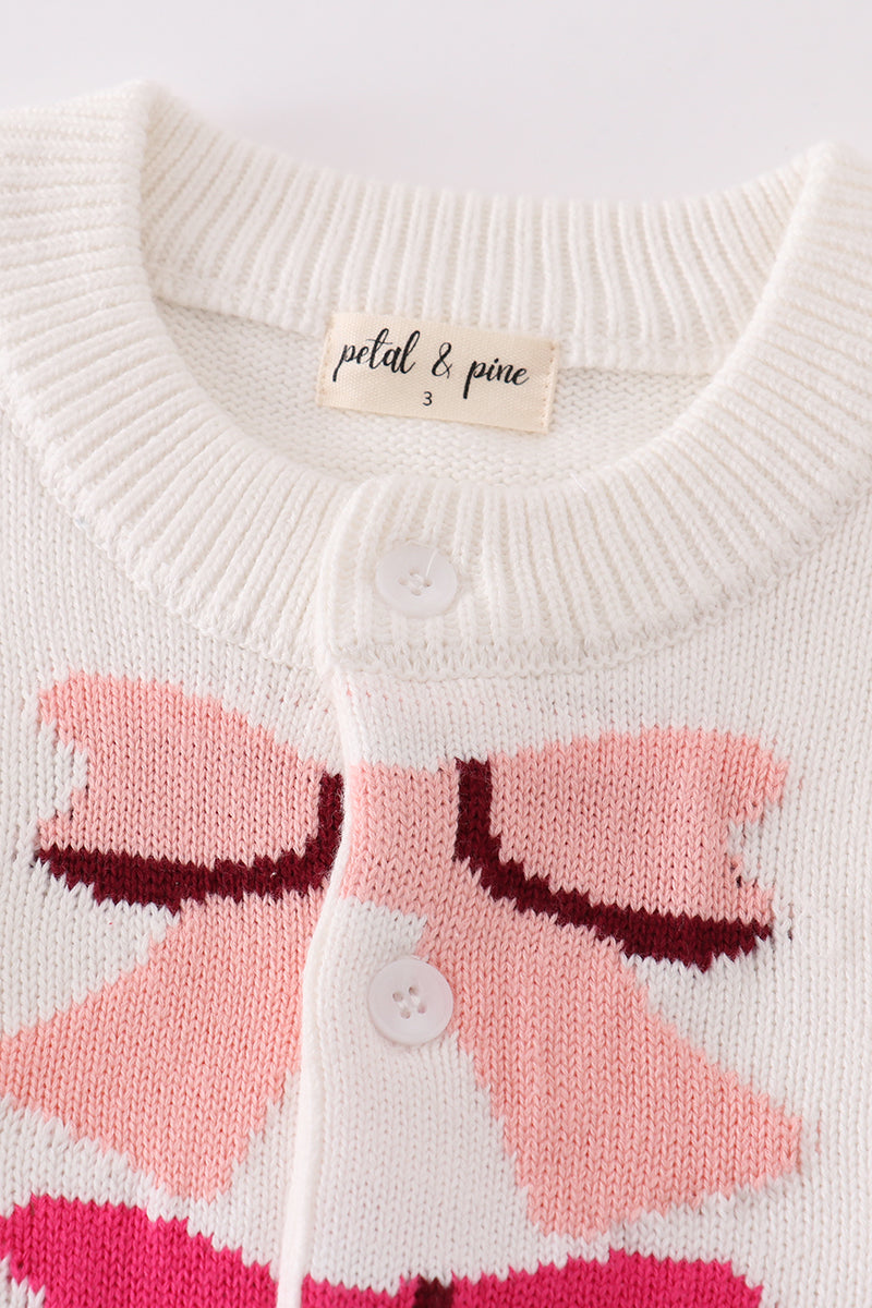 Petal & Pine White bow tie cardigan sweater