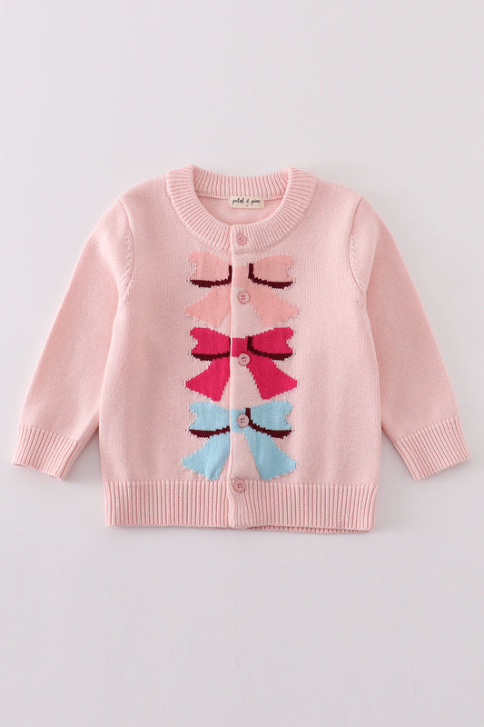 Petal & Pine Pink bow tie cardigan sweater