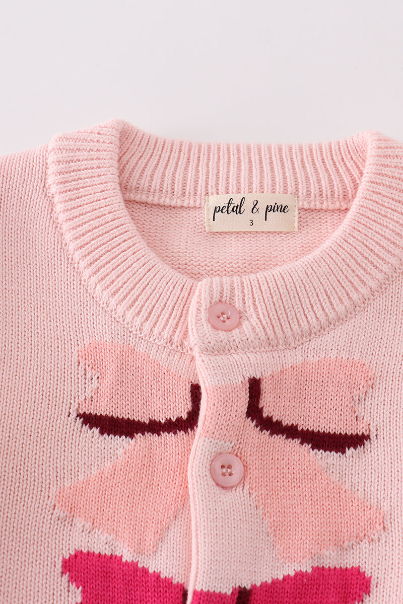 Petal & Pine Pink bow tie cardigan sweater