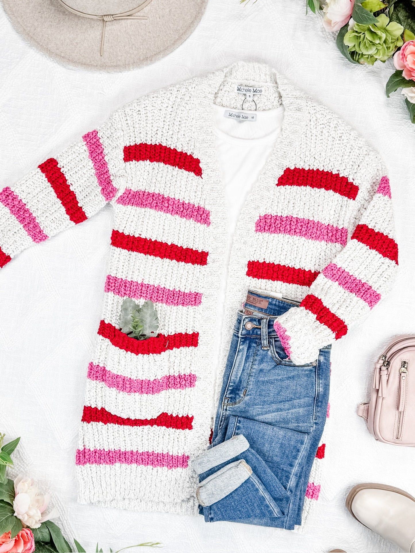 Michelle Mae Valentine's Stripe Cardigan