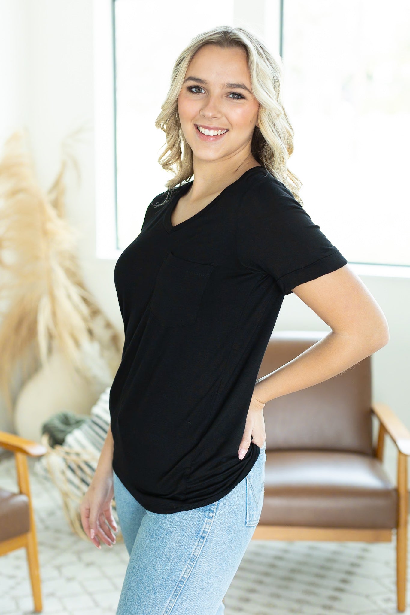 Michelle Mae Sophie Pocket Tee - Black