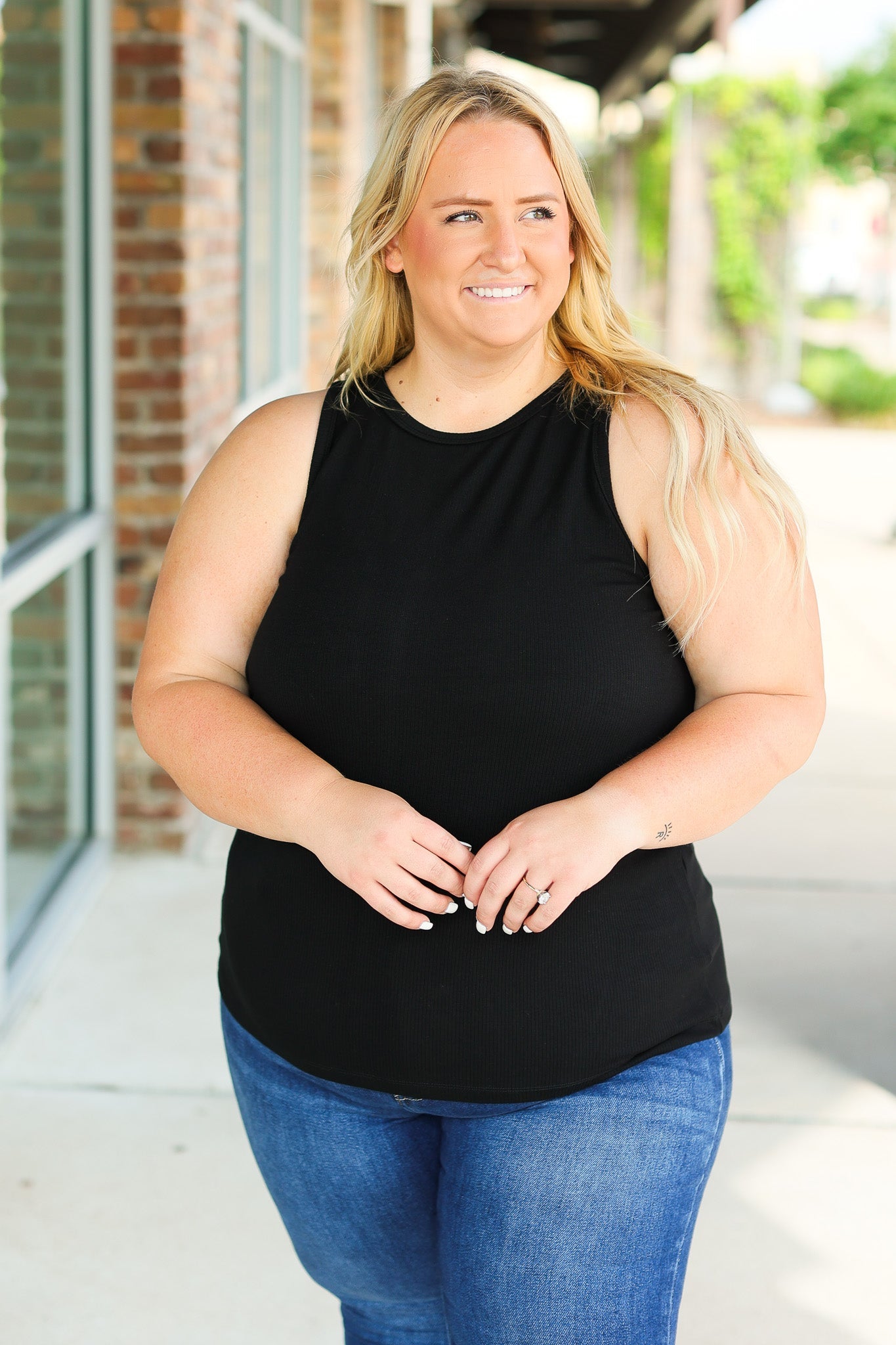 Michelle Mae Tara Ribbed Tank - Black