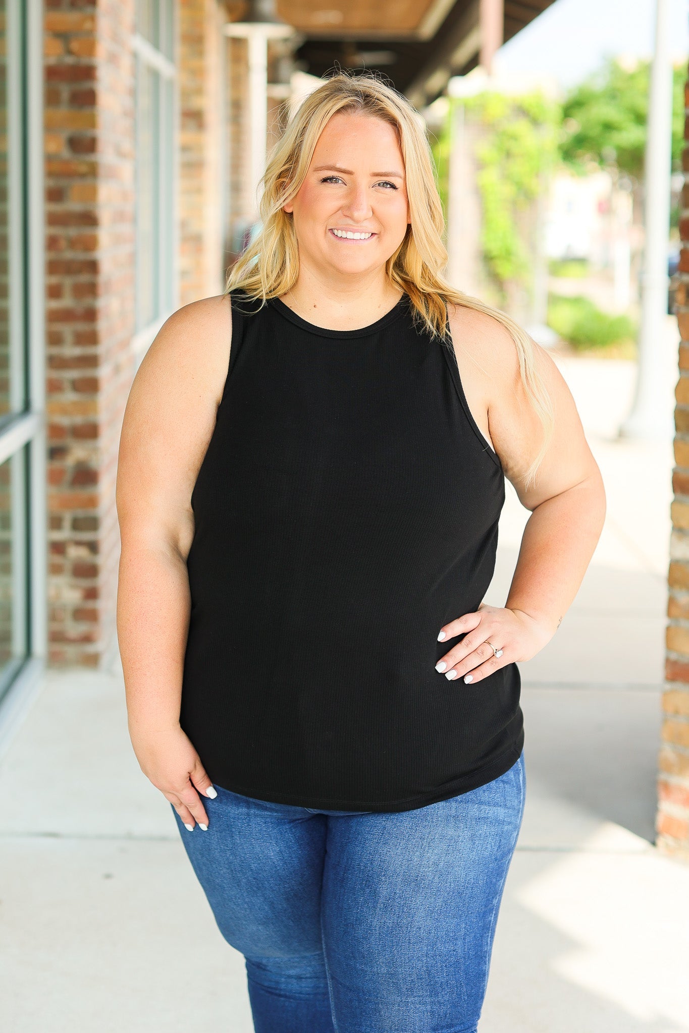 Michelle Mae Tara Ribbed Tank - Black