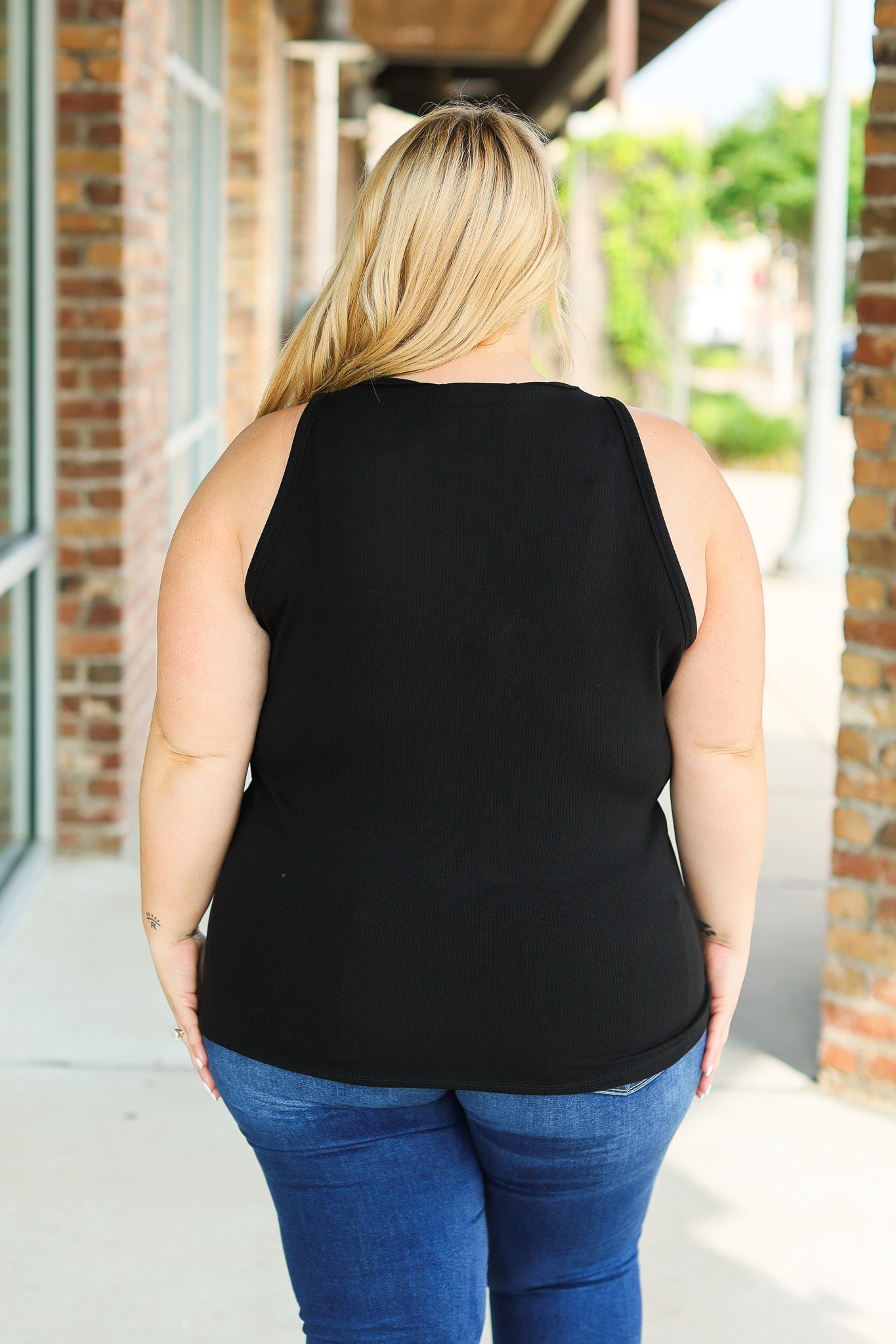 Michelle Mae Tara Ribbed Tank - Black