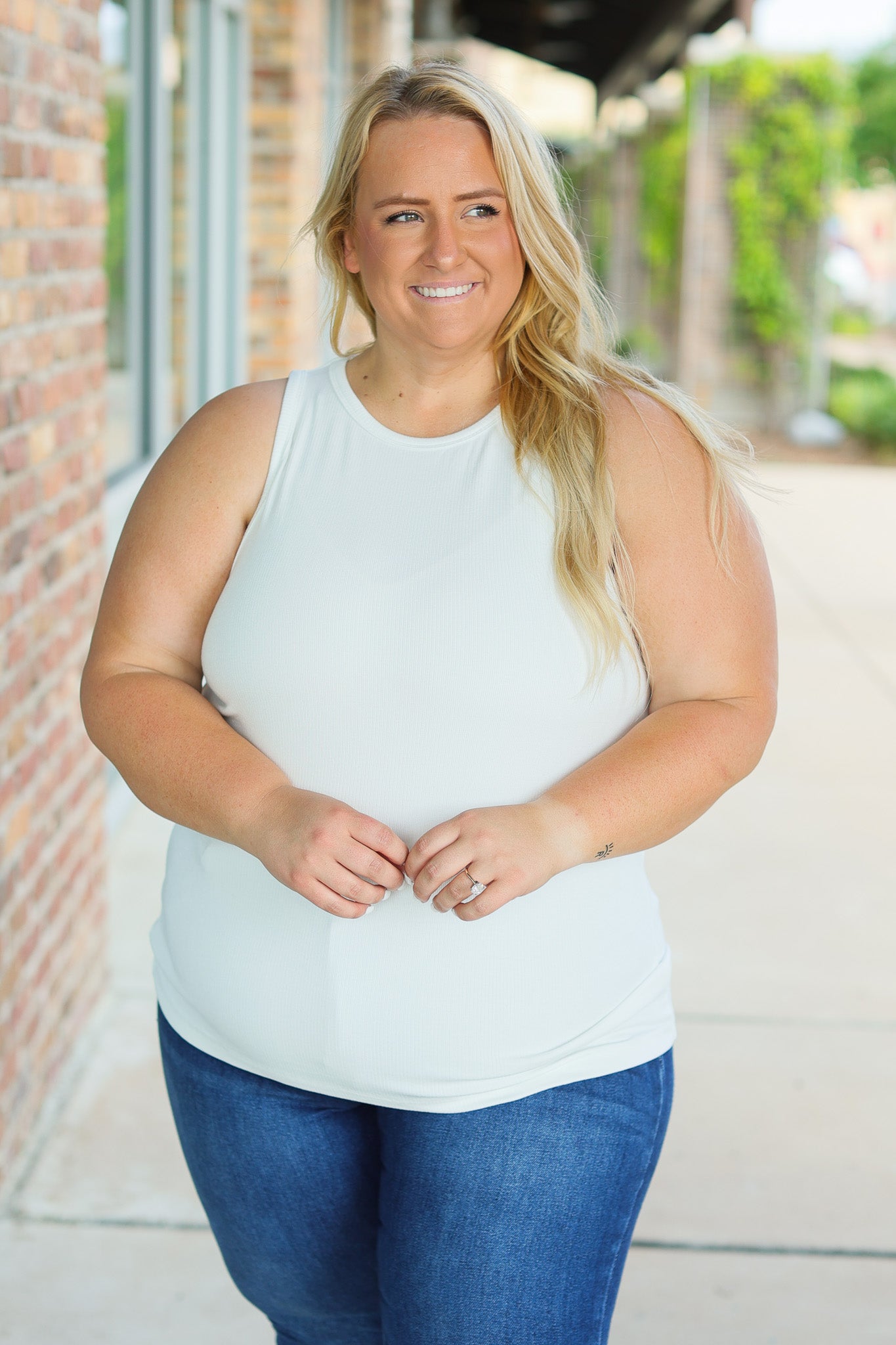 Michelle Mae Tara Ribbed Tank - White