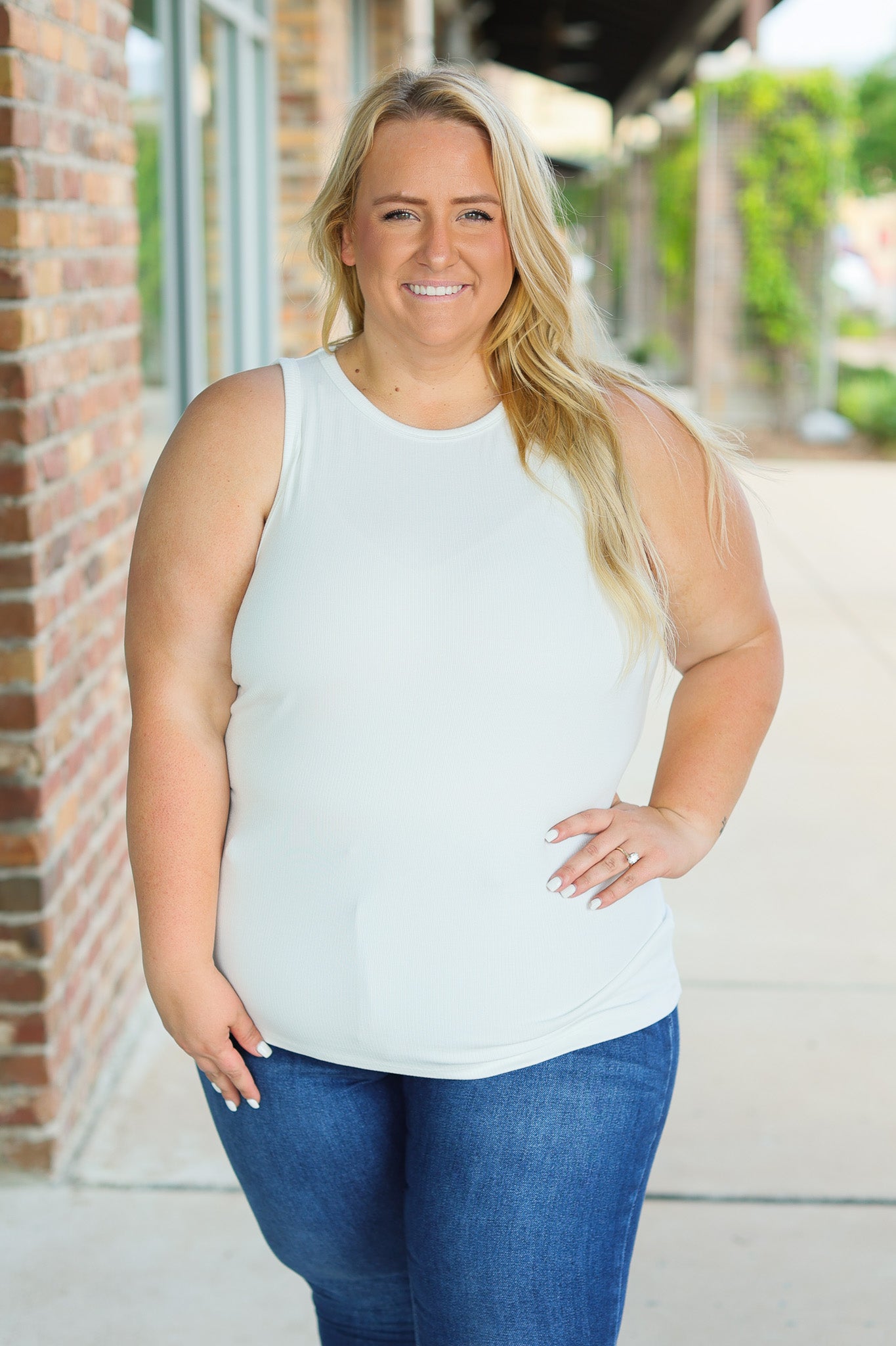 Michelle Mae Tara Ribbed Tank - White