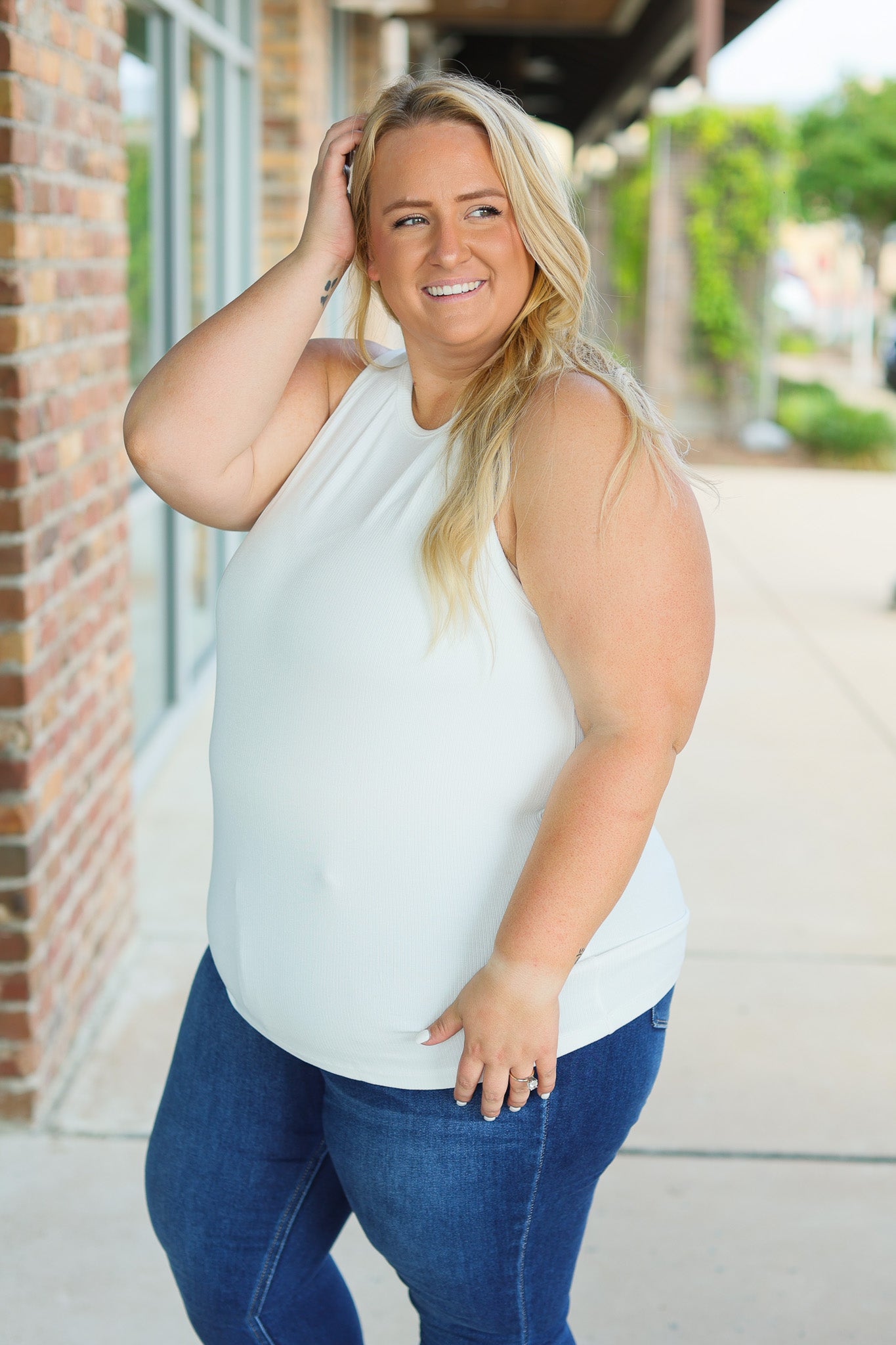 Michelle Mae Tara Ribbed Tank - White