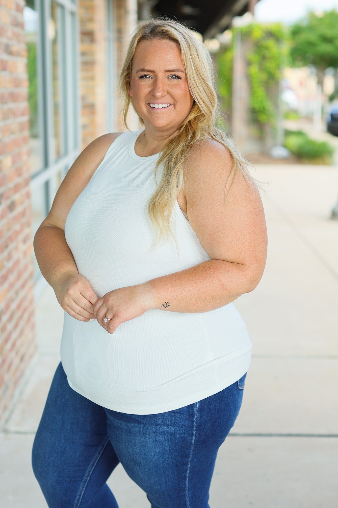 Michelle Mae Tara Ribbed Tank - White