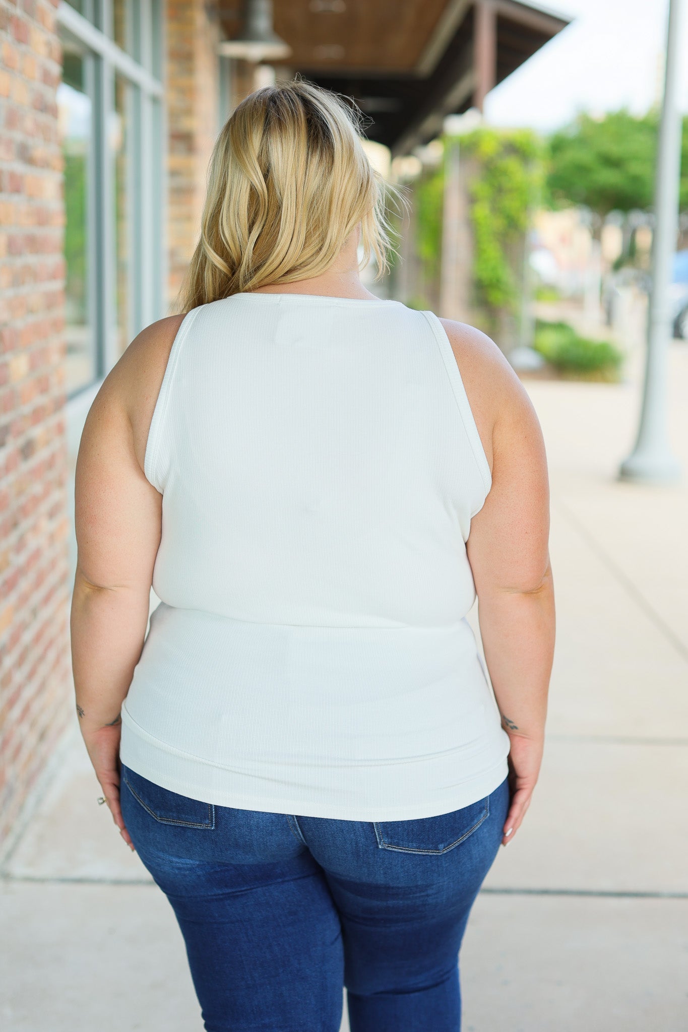 Michelle Mae Tara Ribbed Tank - White