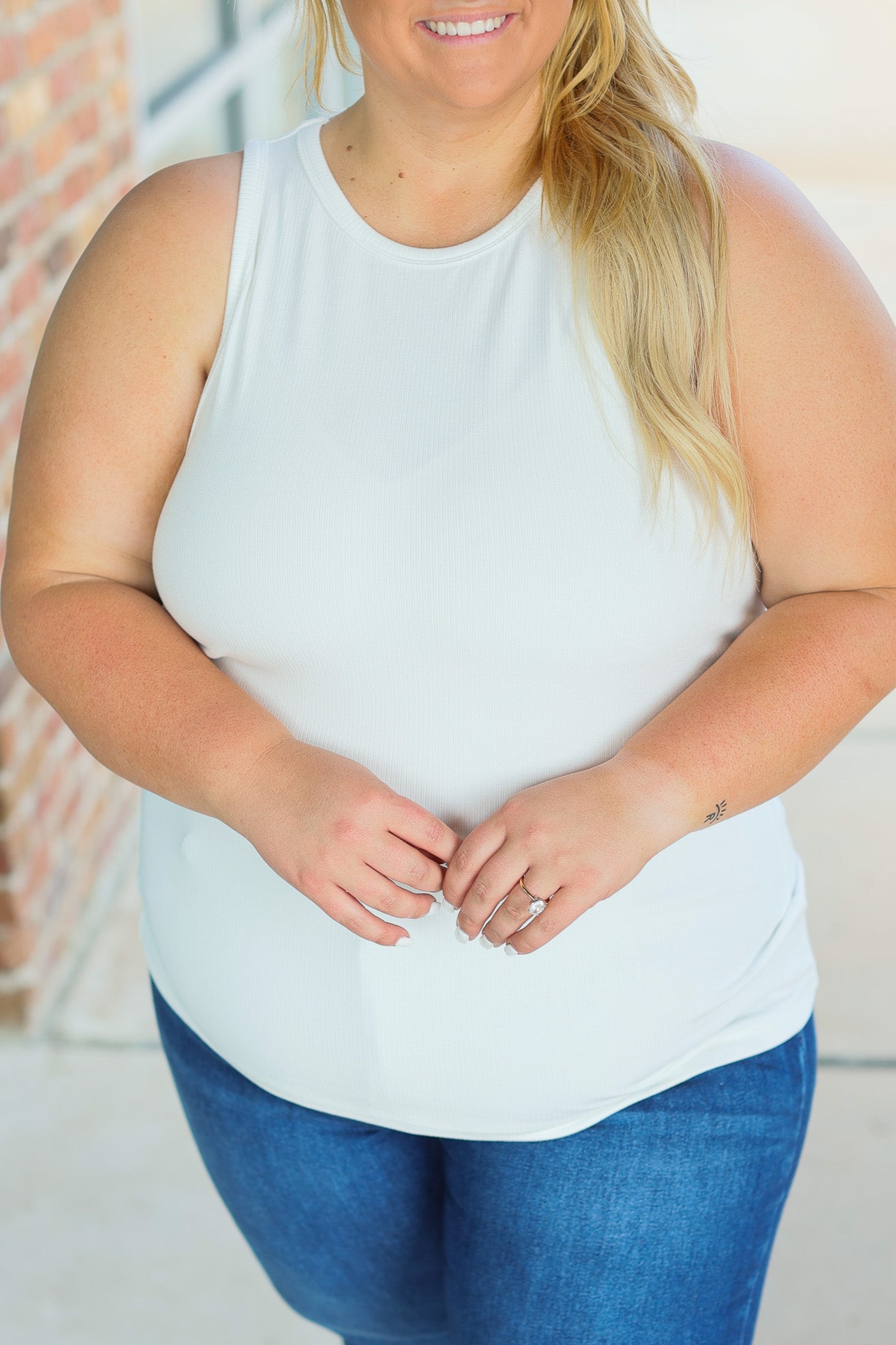 Michelle Mae Tara Ribbed Tank - White