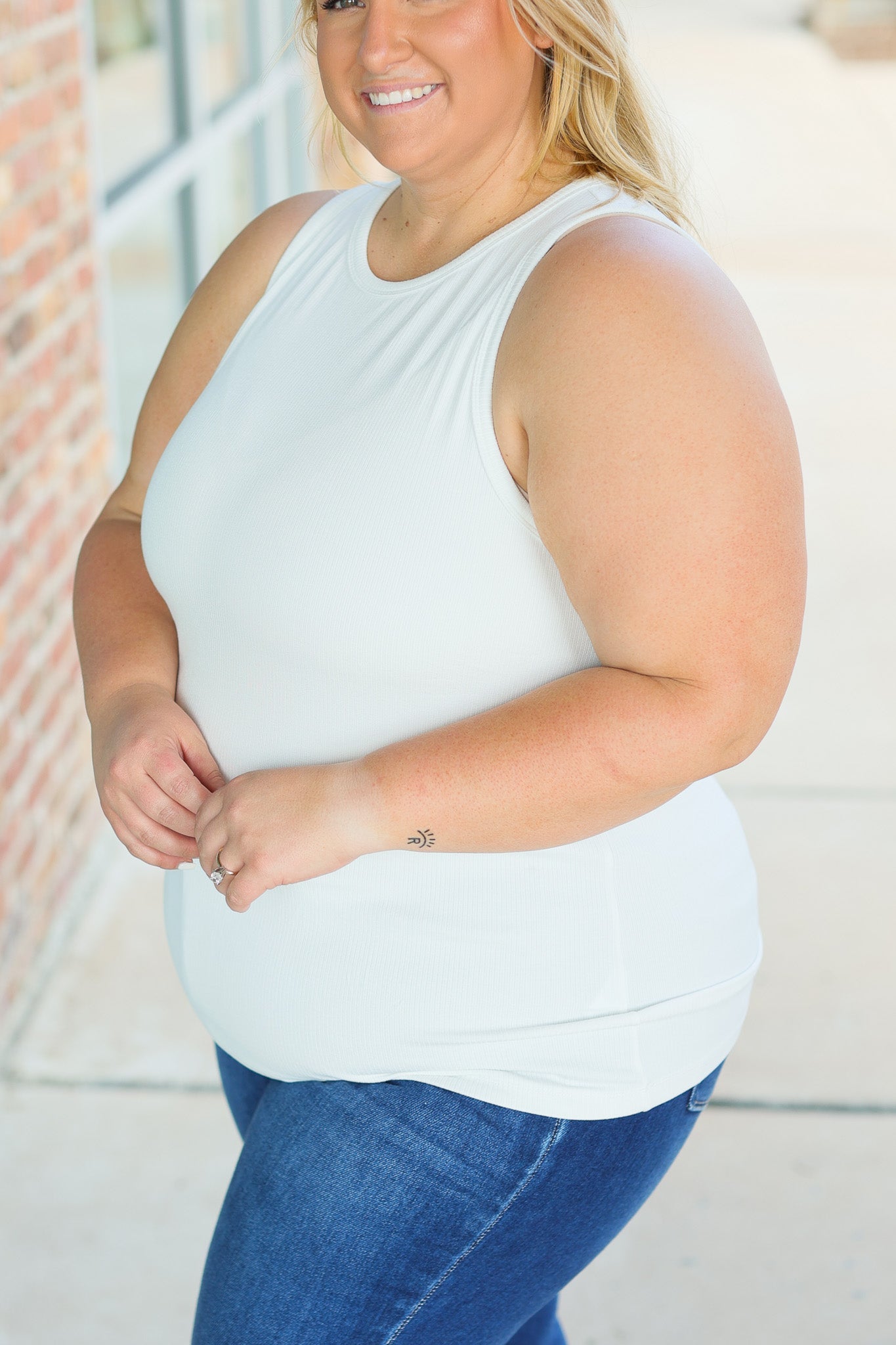 Michelle Mae Tara Ribbed Tank - White