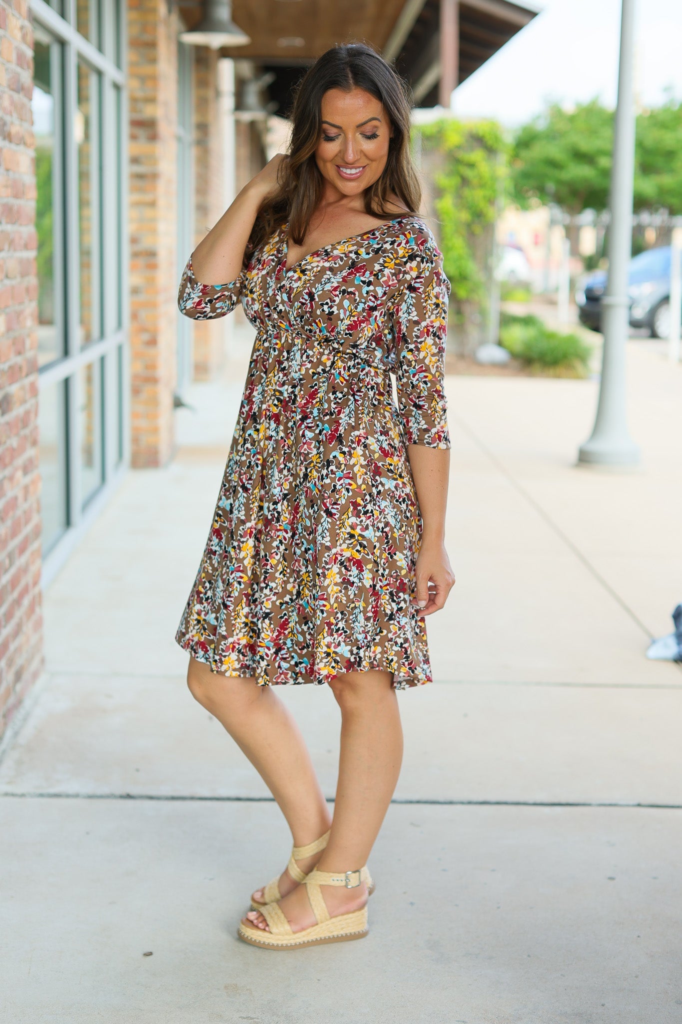 Michelle Mae Taylor Dress - Mocha Floral