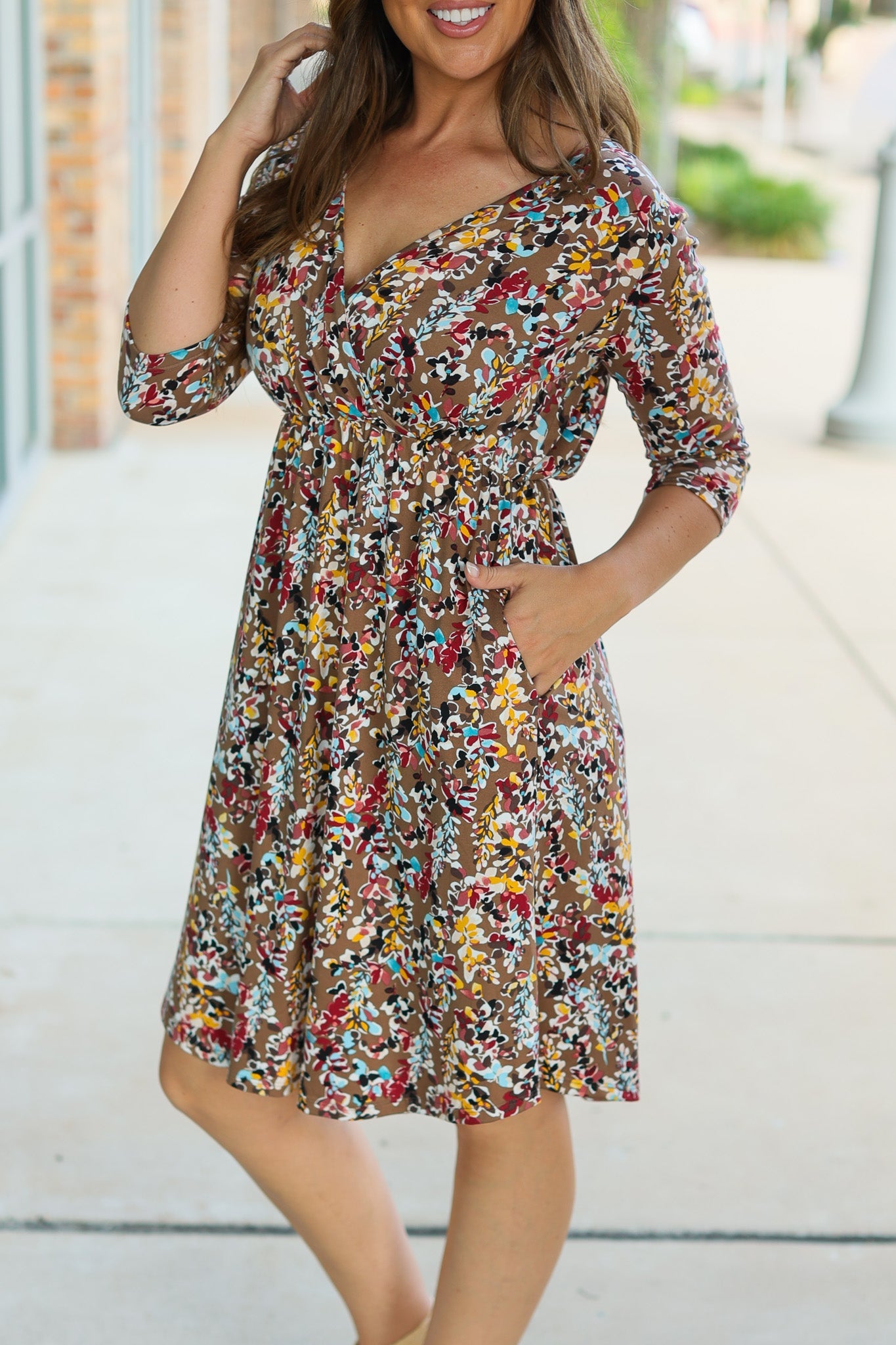 Michelle Mae Taylor Dress - Mocha Floral