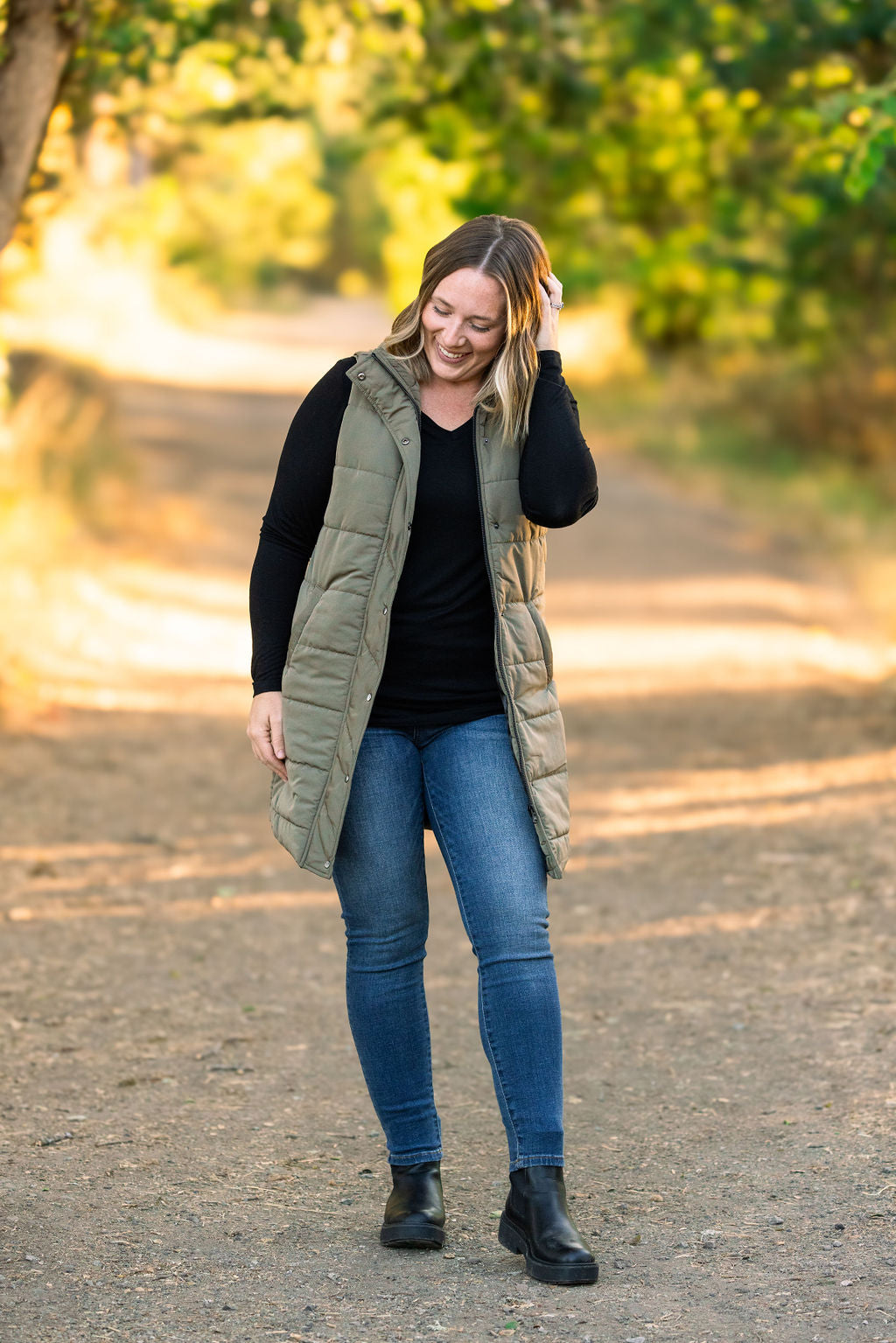 Michelle Mae Harlow Long Vest - Olive