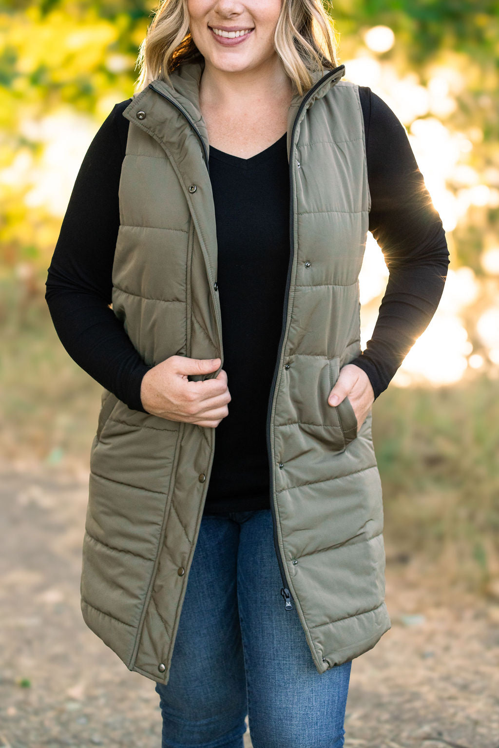 Michelle Mae Harlow Long Vest - Olive