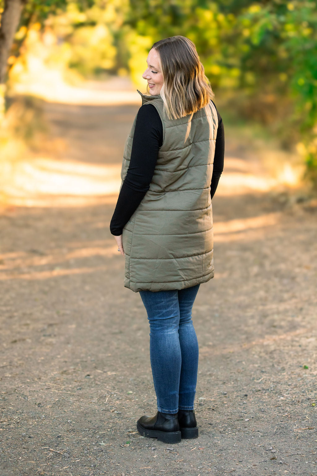 Michelle Mae Harlow Long Vest - Olive