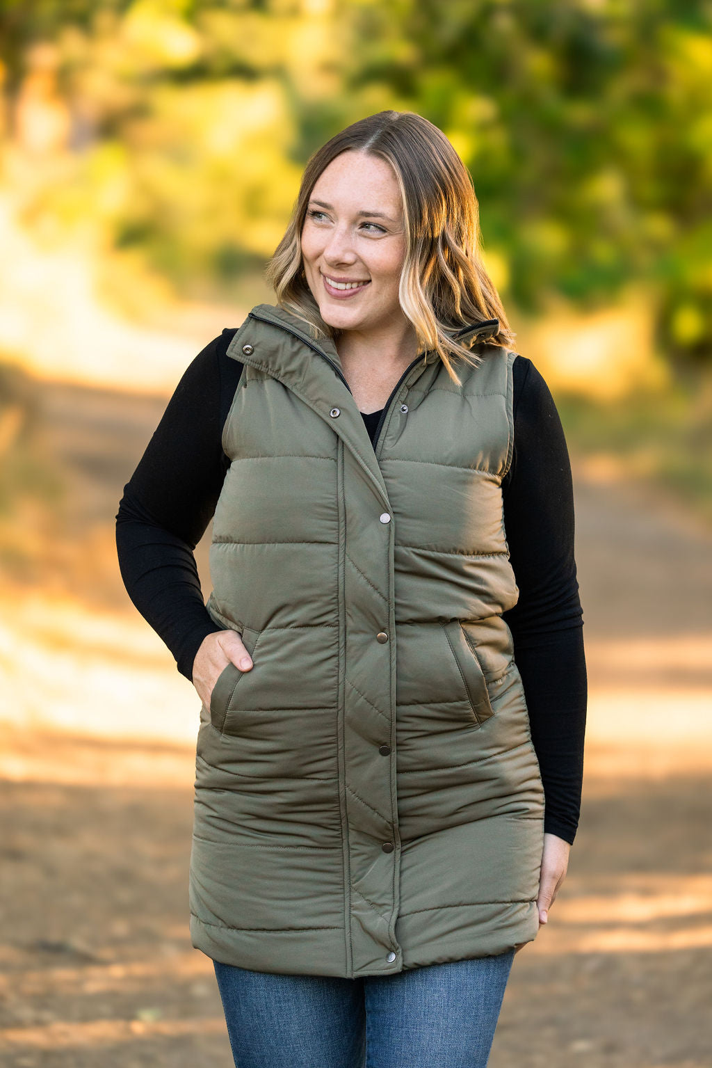 Michelle Mae Harlow Long Vest - Olive