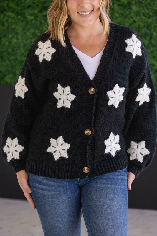 Michelle Mae Snowflake Cardigan - Black