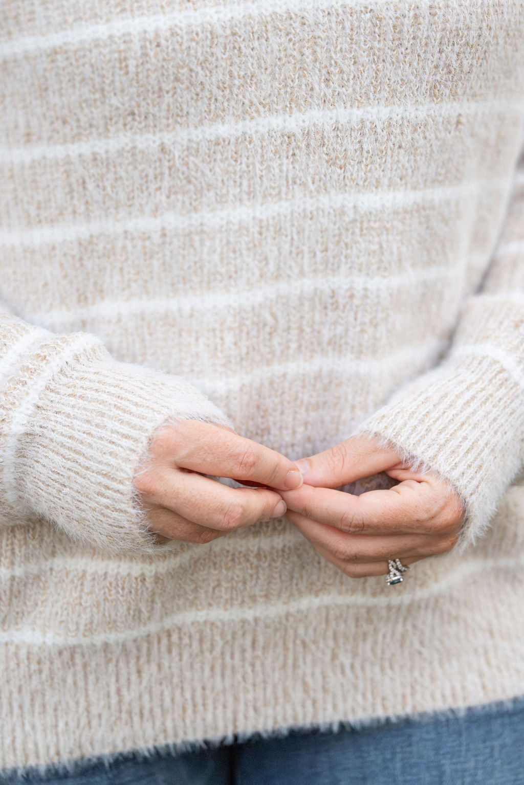 Michelle Mae Cozy Striped Sweater - Natural