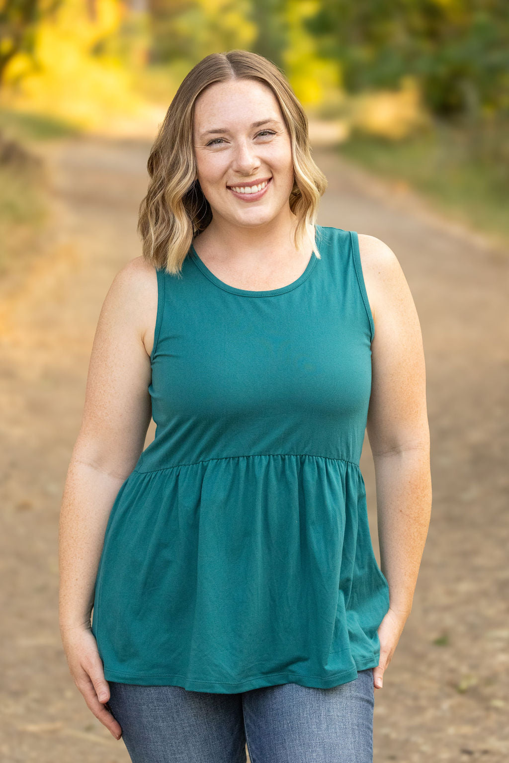 Michelle Mae Renee Ruffle Tank - Teal