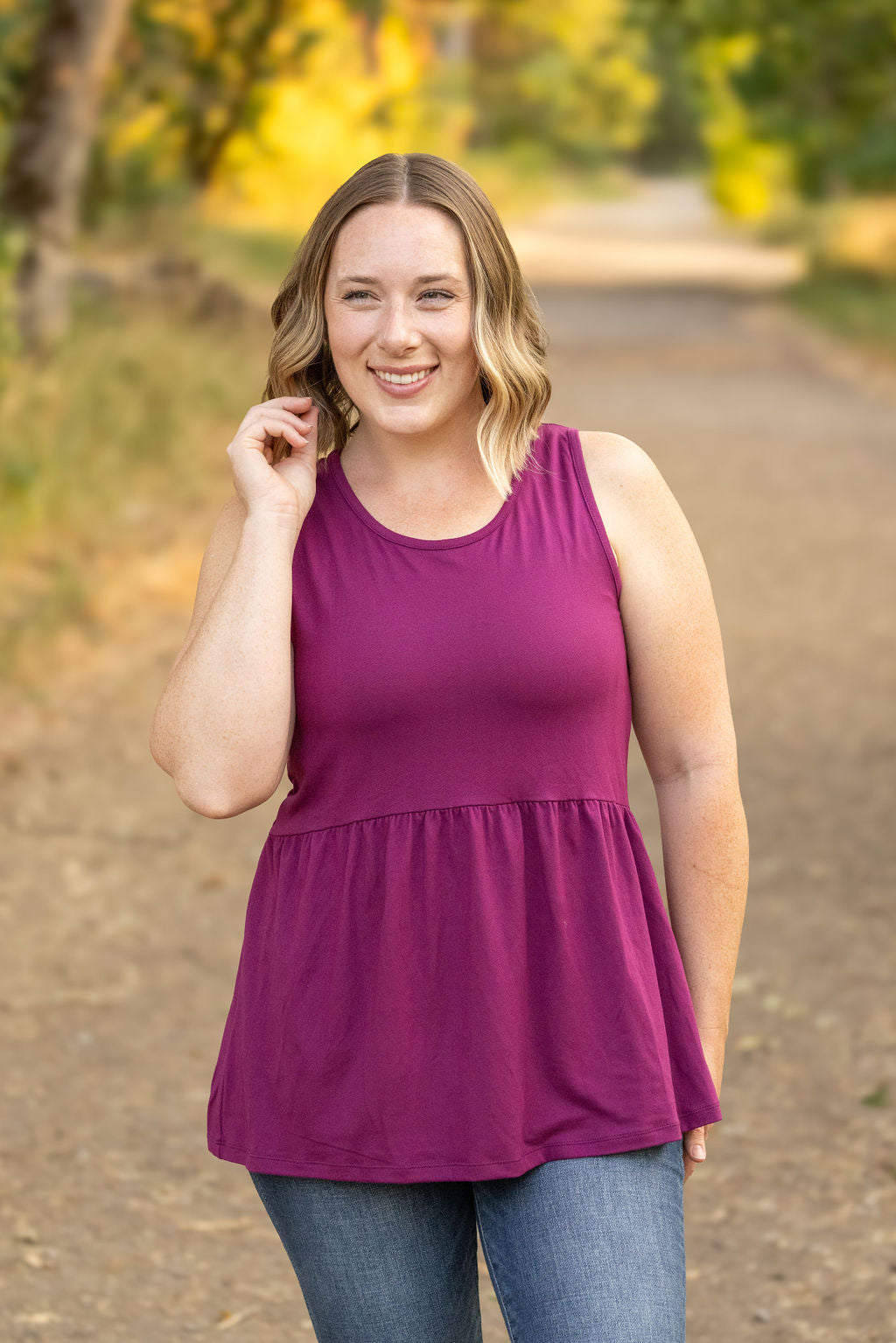 Michelle Mae Renee Ruffle Tank - Dark Purple