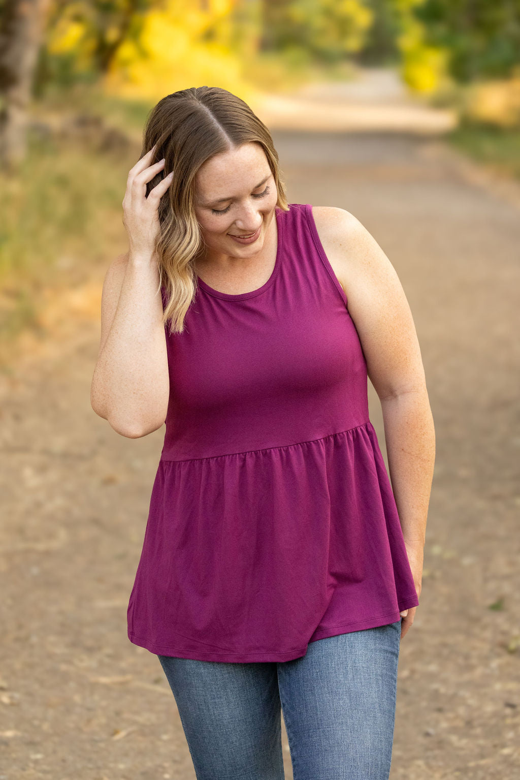 Michelle Mae Renee Ruffle Tank - Dark Purple