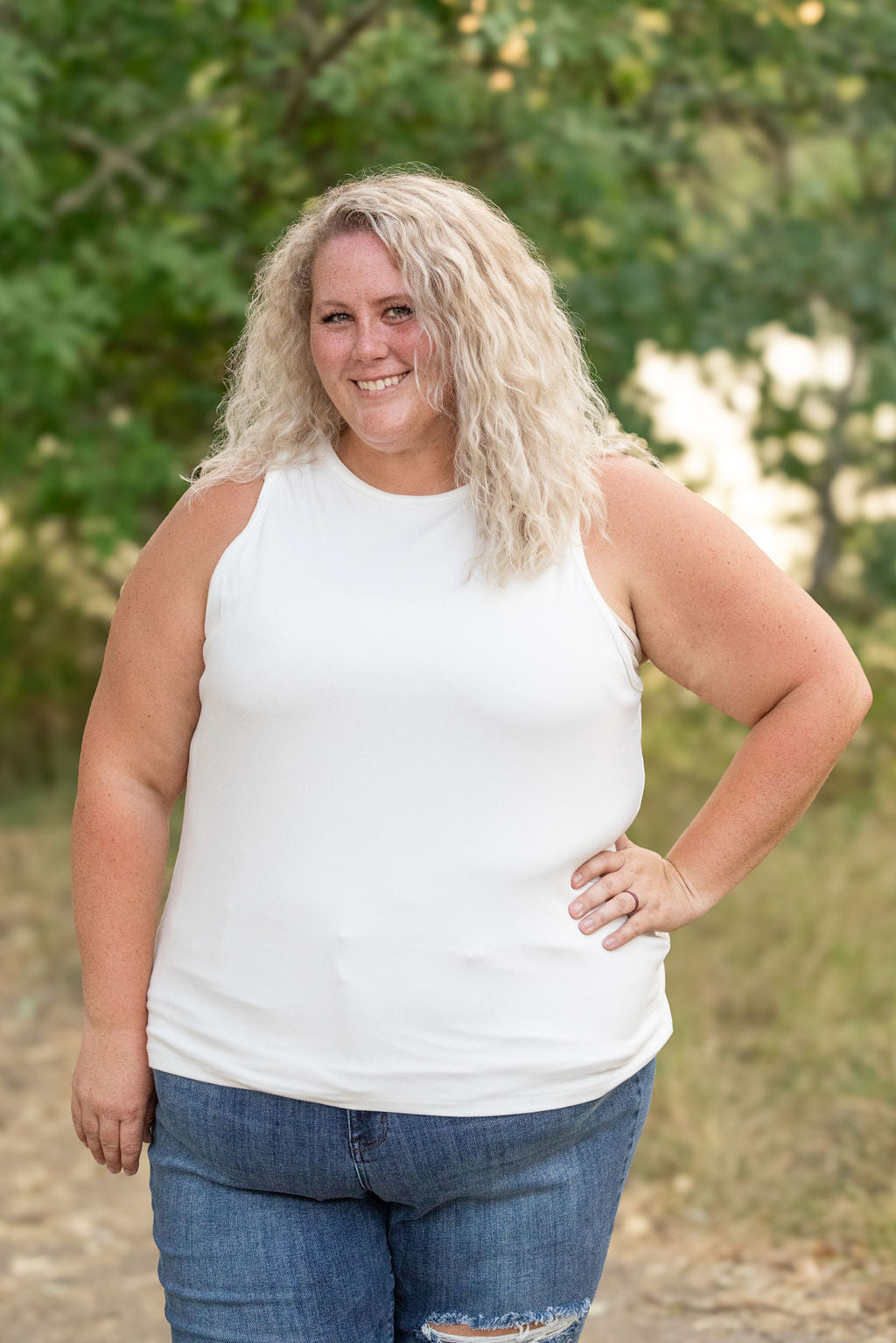 Michelle Mae Tara Ribbed Tank - White