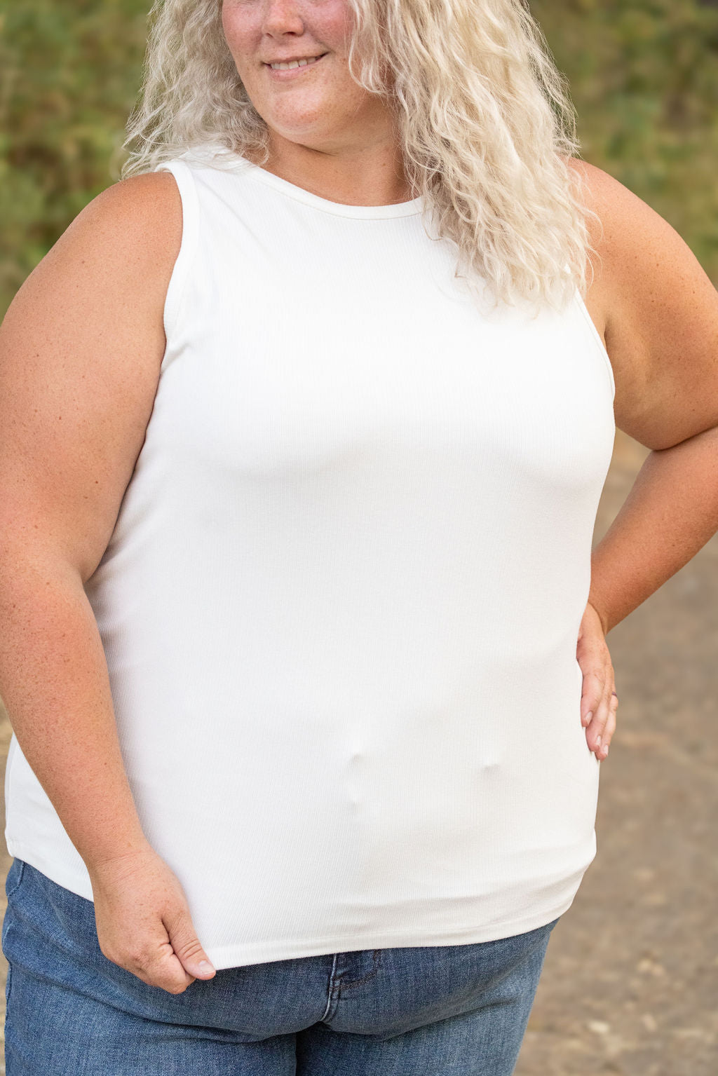 Michelle Mae Tara Ribbed Tank - White